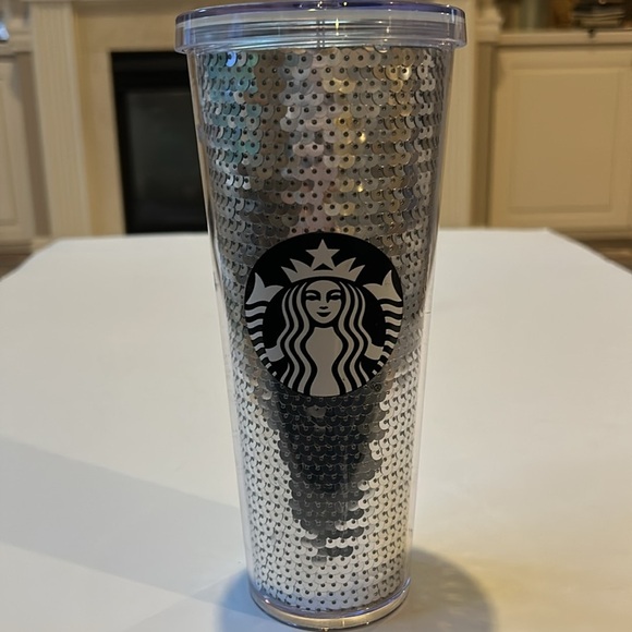 Starbucks 24 Oz Holiday 2017 Silver Sequins Cold Tumbler - Picture 3 of 9